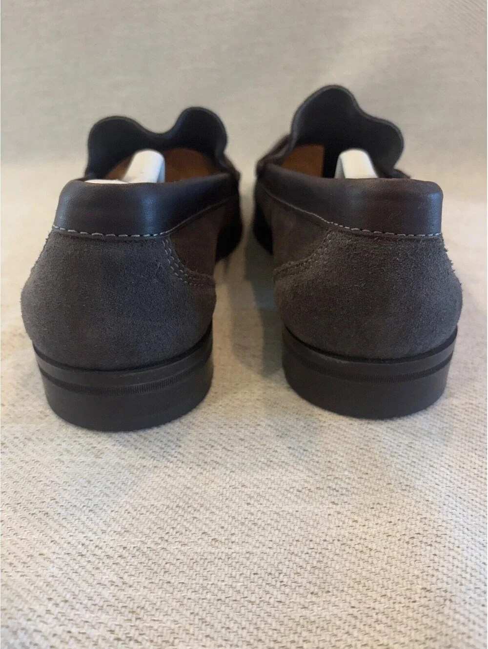 Florsheim Made in Spain Grey Suede Penny Loafers Dress Shoes Men's 11 D Luxury